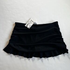 New Swim Skirt Bikini Bottom Women 10 M Black Swimming Suit Mini Tankini Skirted